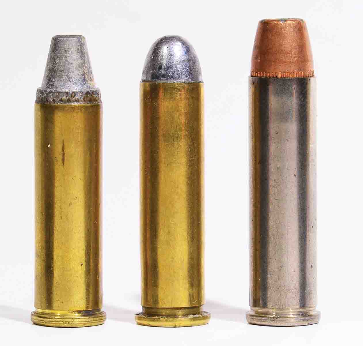 British rook cartridges were developed during the same period as the small- to mid-sized revolver cartridges, and are remarkably similar. Left to right: .32 H&R Magnum, .300 Rook Rifle and .327 Federal Magnum.